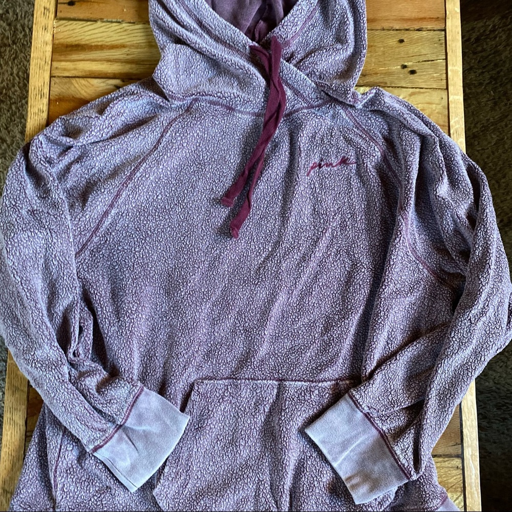 Victoria’s Secret Pink Fuzzy Lived In Hoodie Mauve Large - Picture 2 of 4